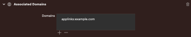 example.comというドメインの場合はapplinks:example.comと入力する