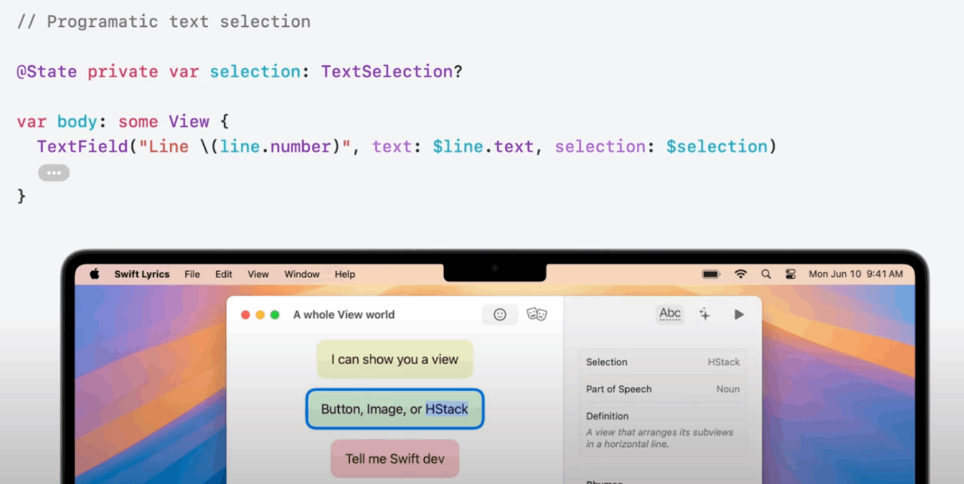 text selection
