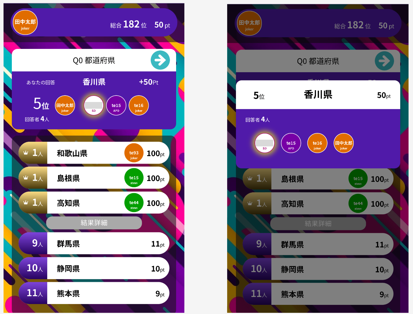 回答結果画面