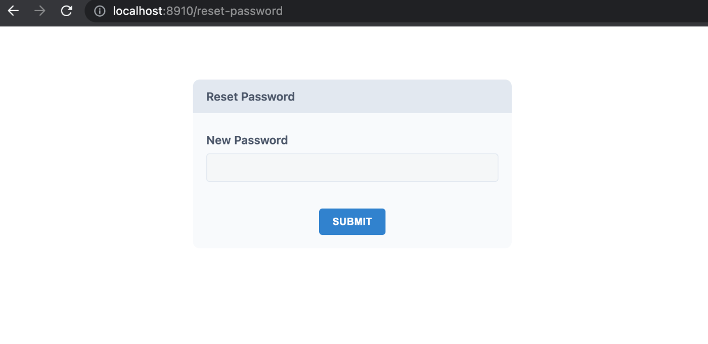 Reset Password Page