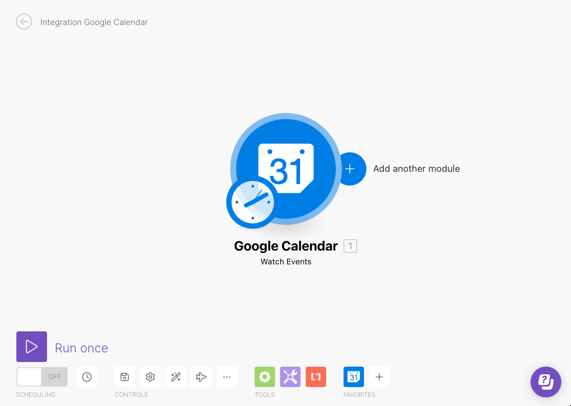 Google Calendarのモジュールから、add another moduleの選択肢が表示される