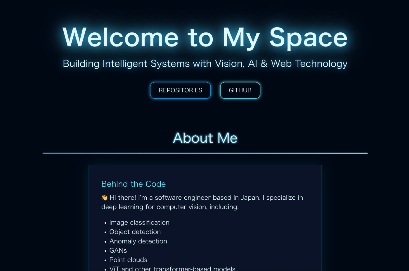ポートフォリオサイトのトップ