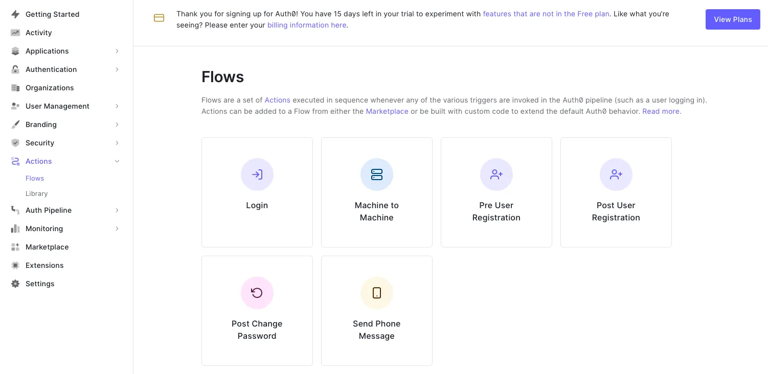 Auth0 の フローの一覧