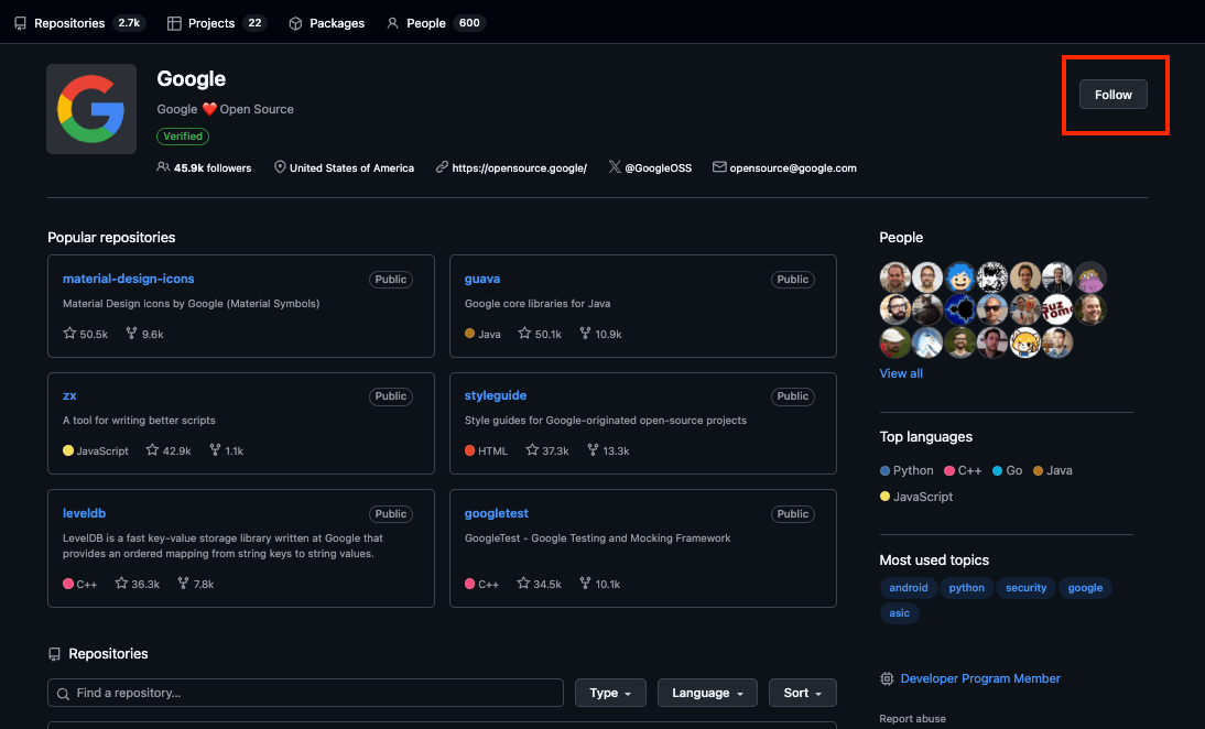 Google GitHub Organization