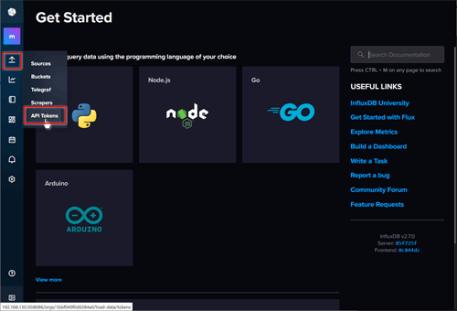 メイン画面から「Load Data」→「API Tokens」をクリック