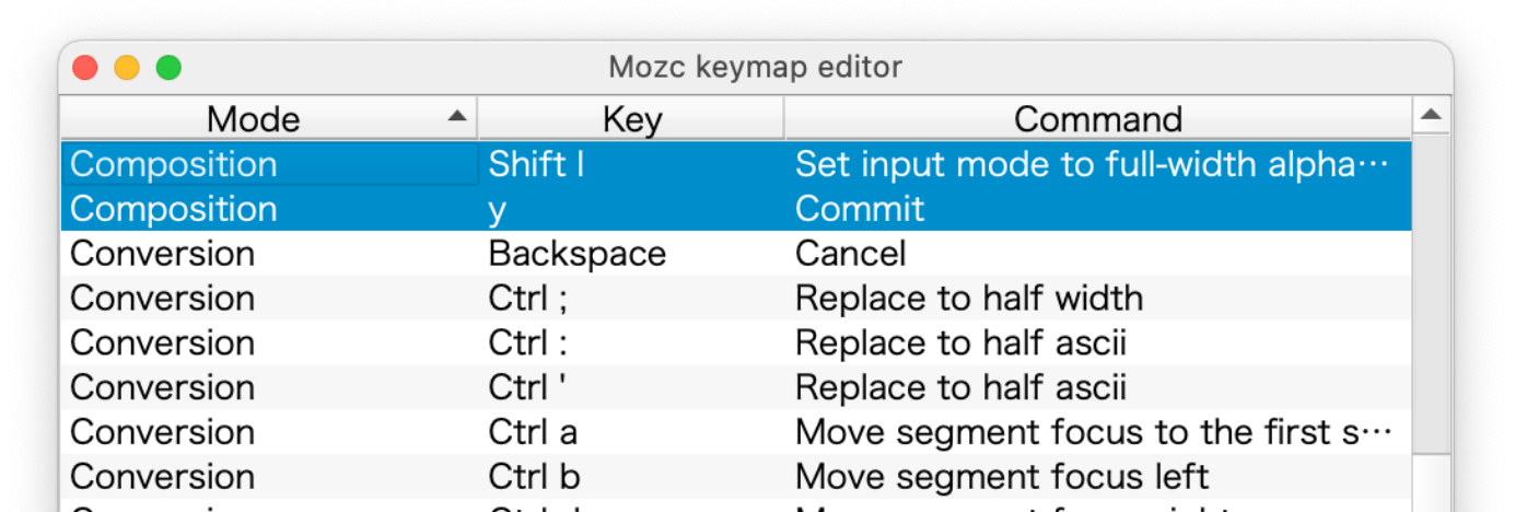 Mozc Keymap Editor