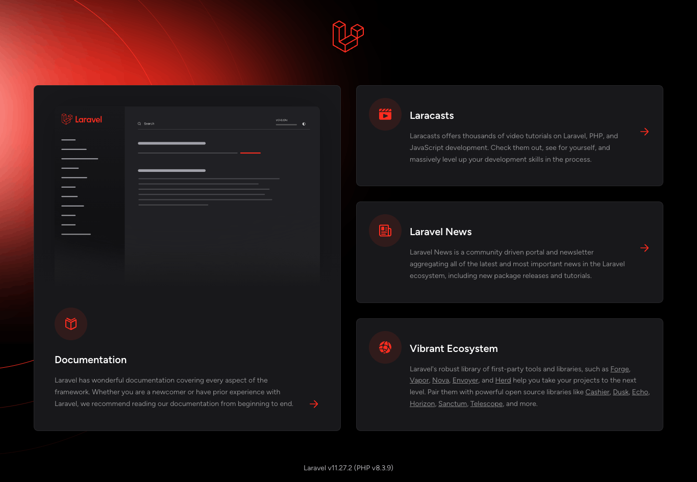 Laravel セットアップ直後