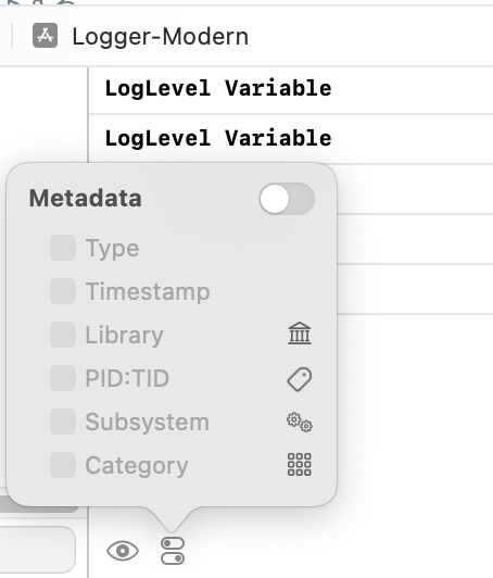 Metadataフィルター表示時