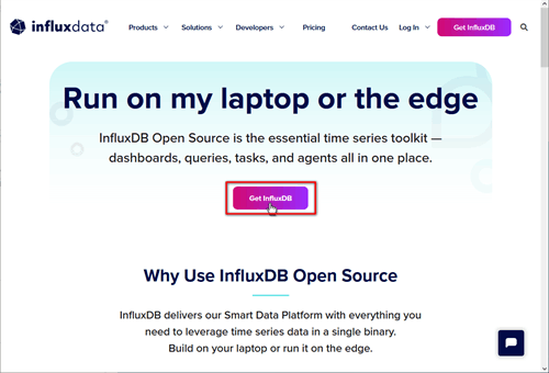 「Get InfluxDB」をクリック