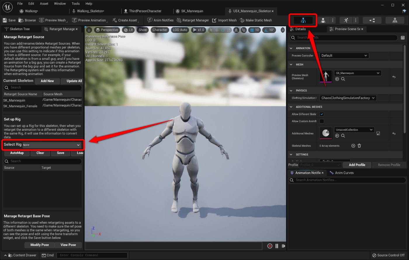 Mixamoからue5 Ue4 へリターゲットして使用する方法