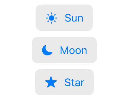 太陽、月、星のマークのボタンが縦に並んでいるスクリーンショット
