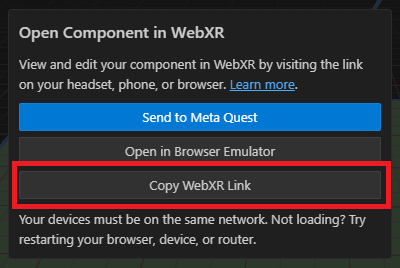 Copy WebXR Link