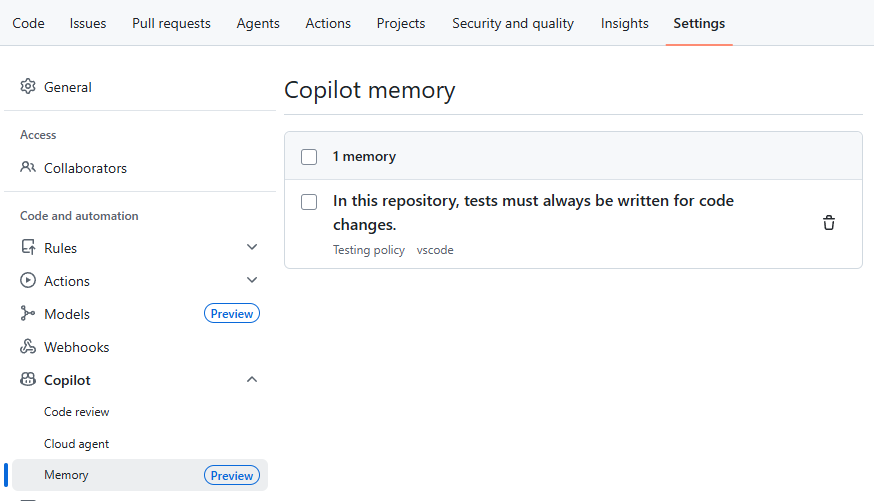 VS Code で GitHub Copilot のメモリ機能を使ってみた