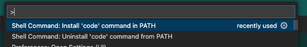 vscode install shell command