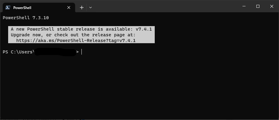 Windowsターミナル（PowerShell 7.x） - 管理者権限なし - タイトル変更前