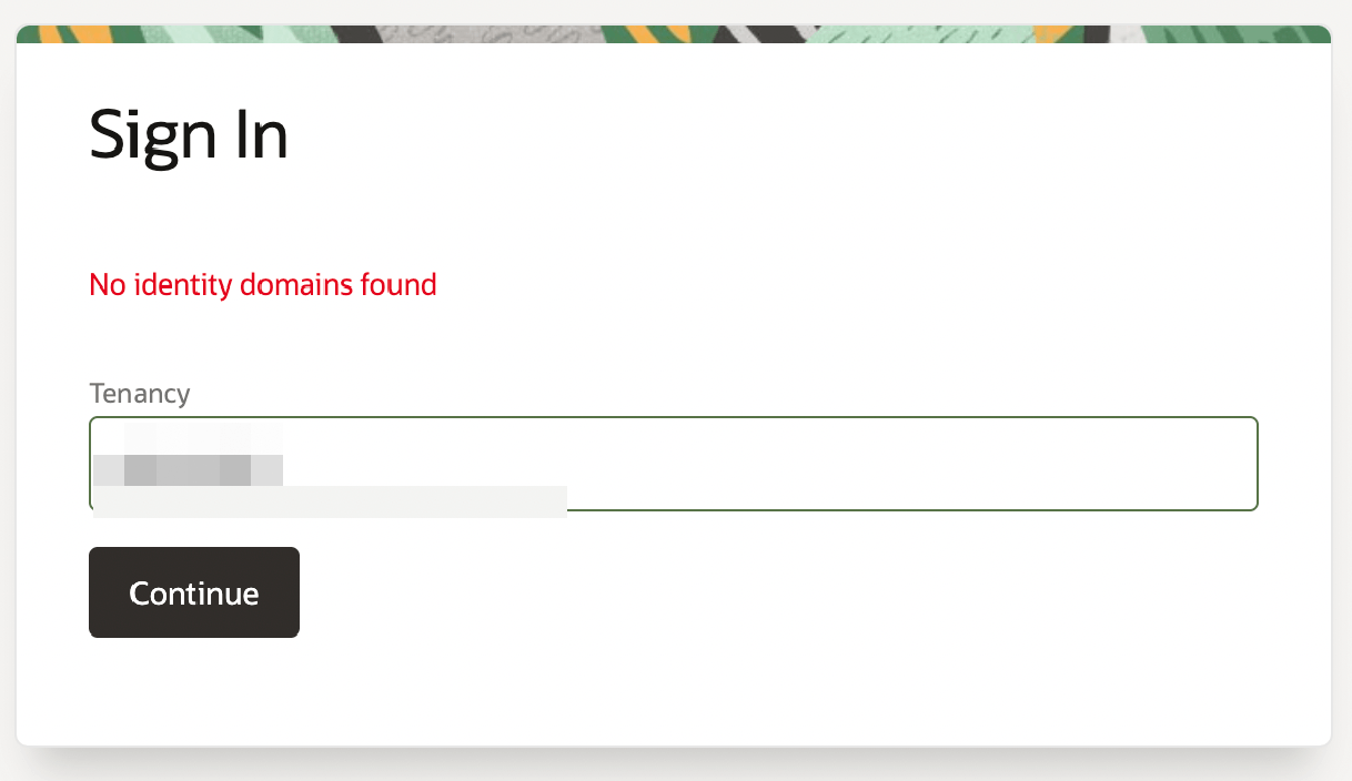 Oracle Cloudのサインイン画面のキャプチャ