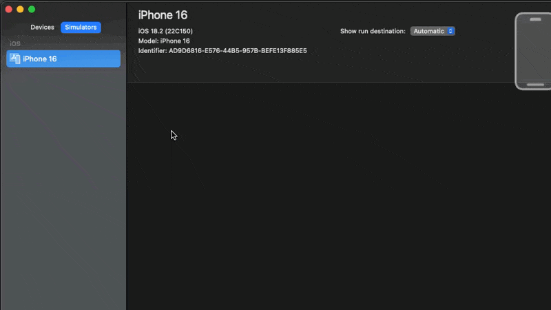 XcodeのWindow → Devices and Simulators から不要なシミュレーターを削除しようとしているGif動画
