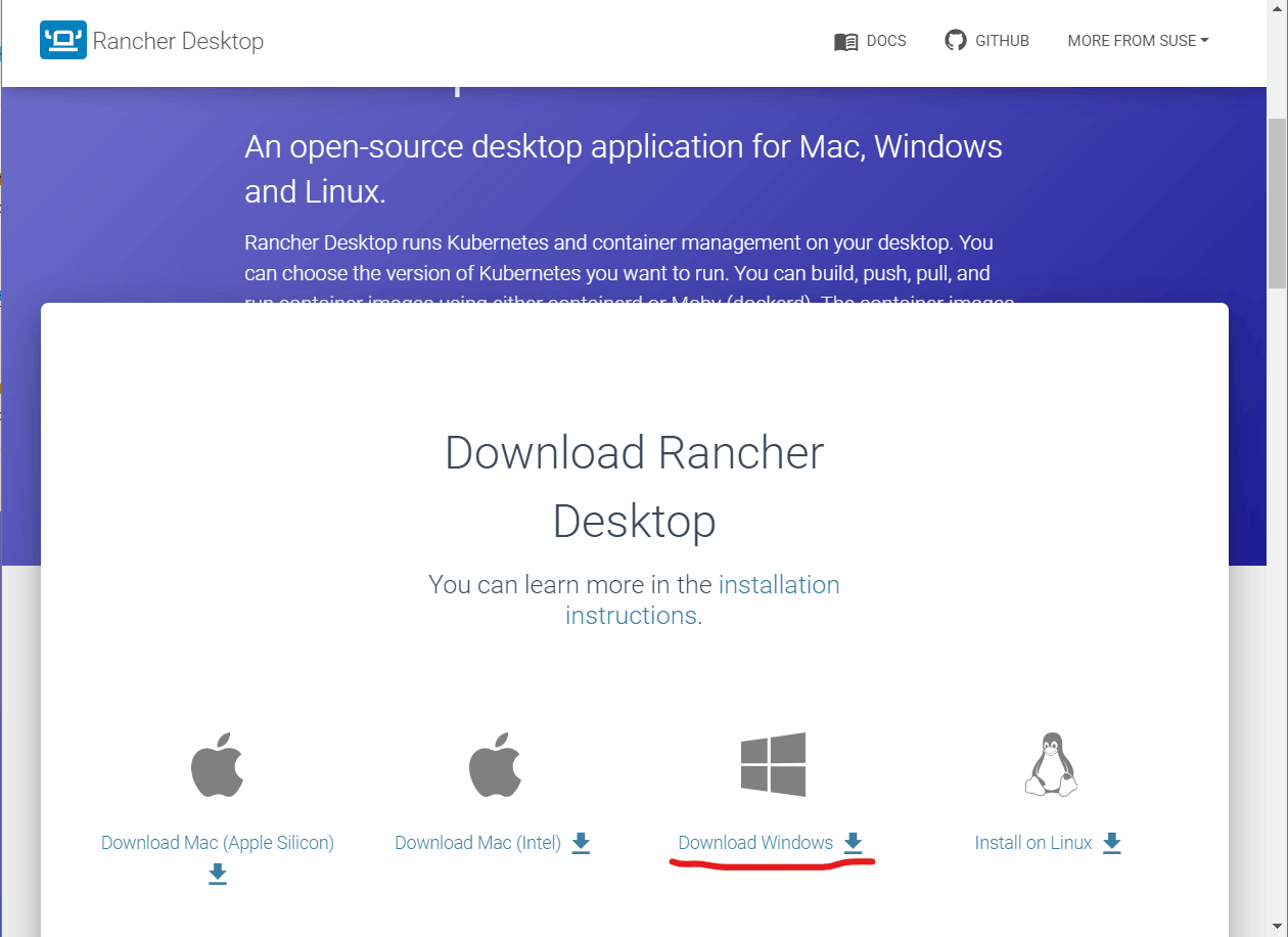 Download Rancher Desktop