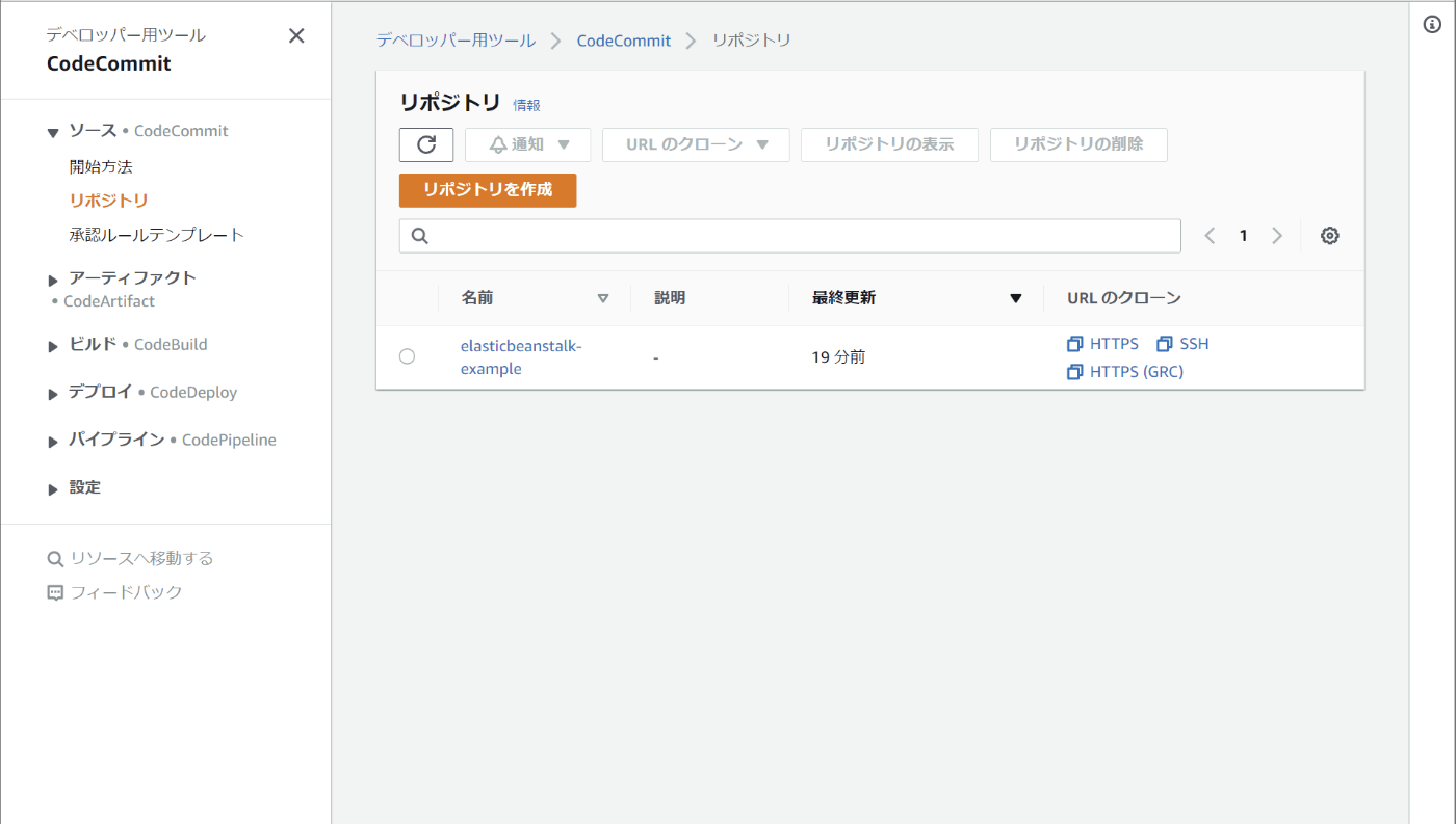 Code Commitのリポジトリを作成