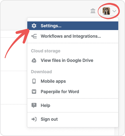 Paperpileアカウントメニュー
