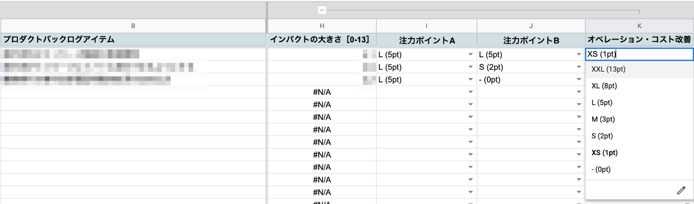 Impactのスプレッドシートのイメージ