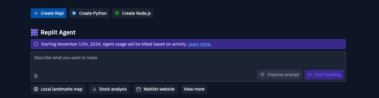 プロジェクト作成のスクリーンショット