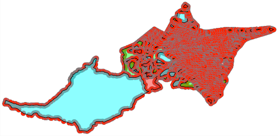 札幌市をST_Collectで集約した時のMULTIPOLYGONの様子