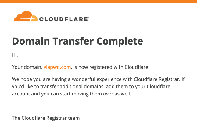 domain transfer complete