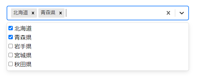 チェックボックス付きの複数選択可能なドロップダウン