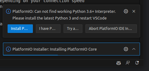 popup, error, Can not find working Python 3.6+ Interpreter