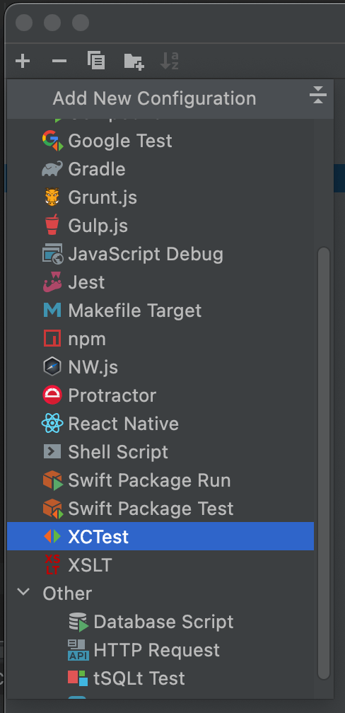 add xctest configuration
