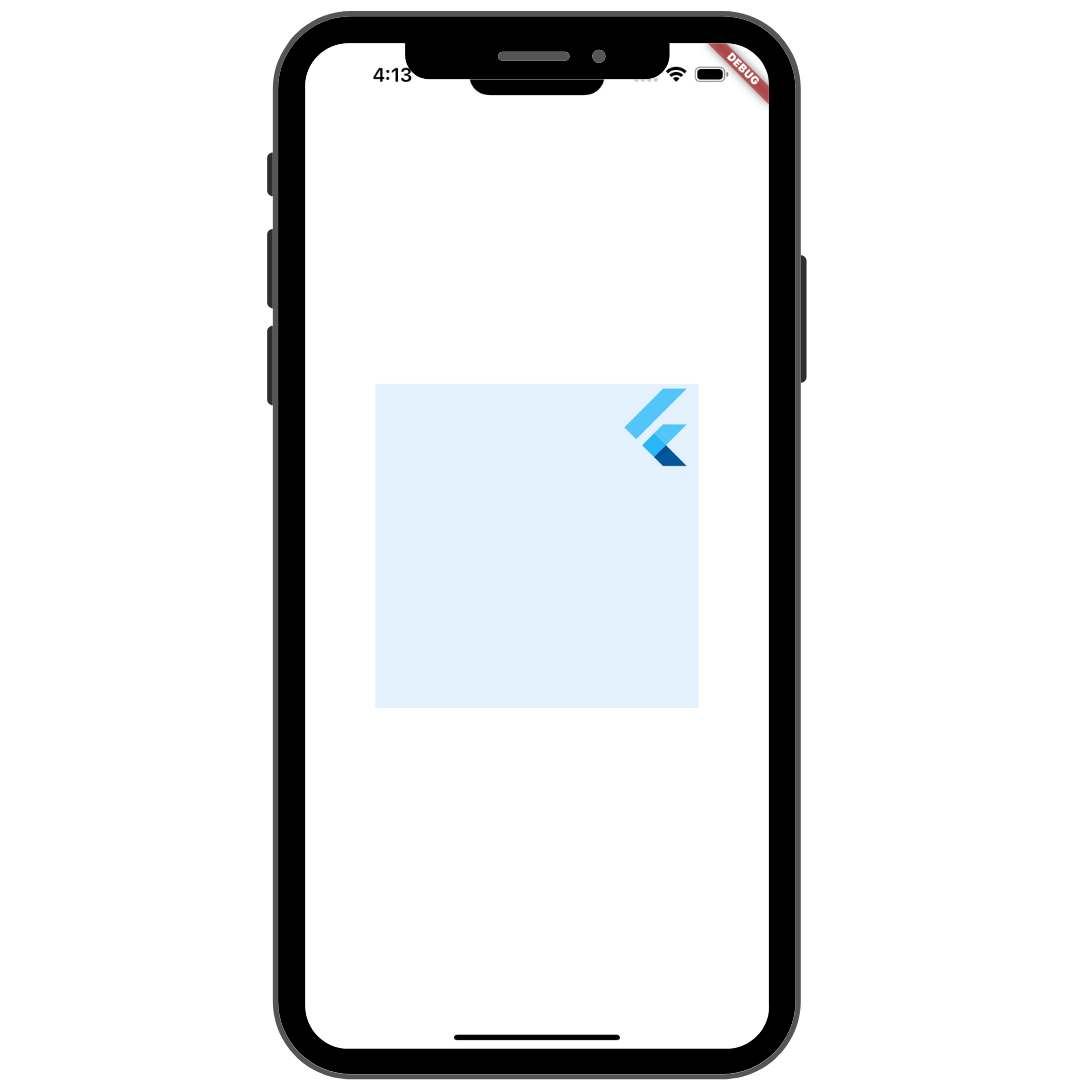 Flutterロゴ を右上に配置