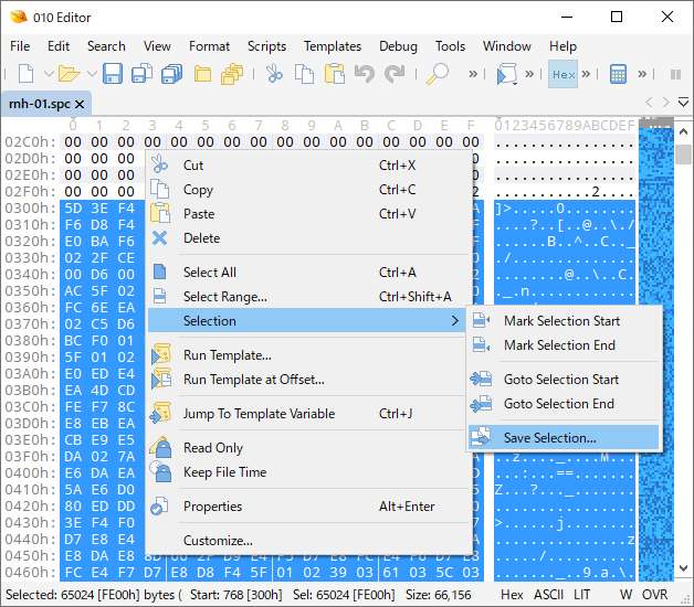 Extract RAM region from SPC file