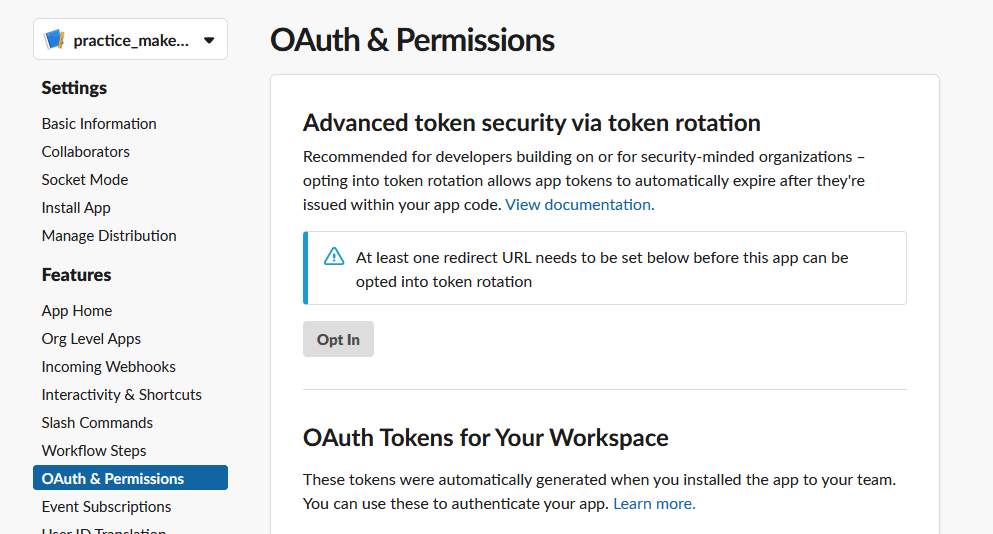 OAuth & Permissions