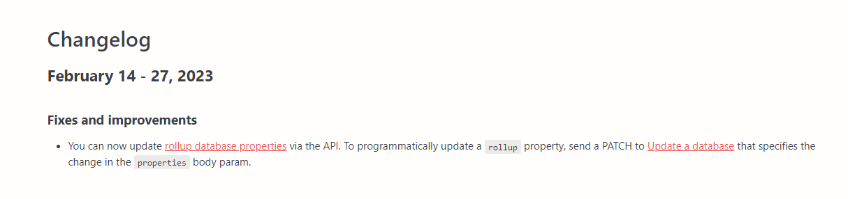 Changelog のページで一番上が「February 14 - 27, 2023」のスクリーンショット