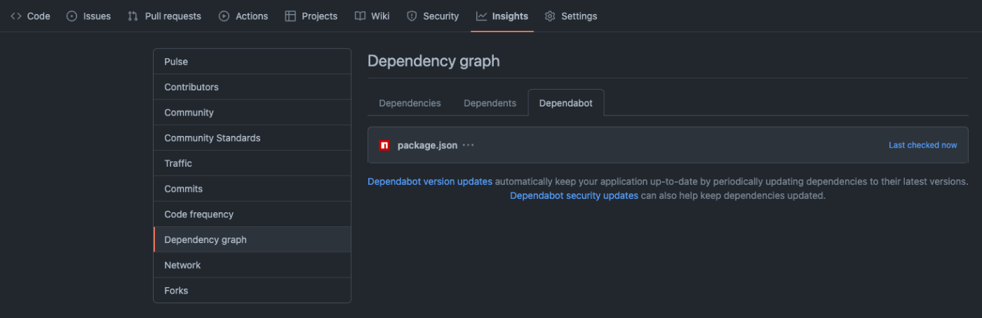 Dependabot look manifest file