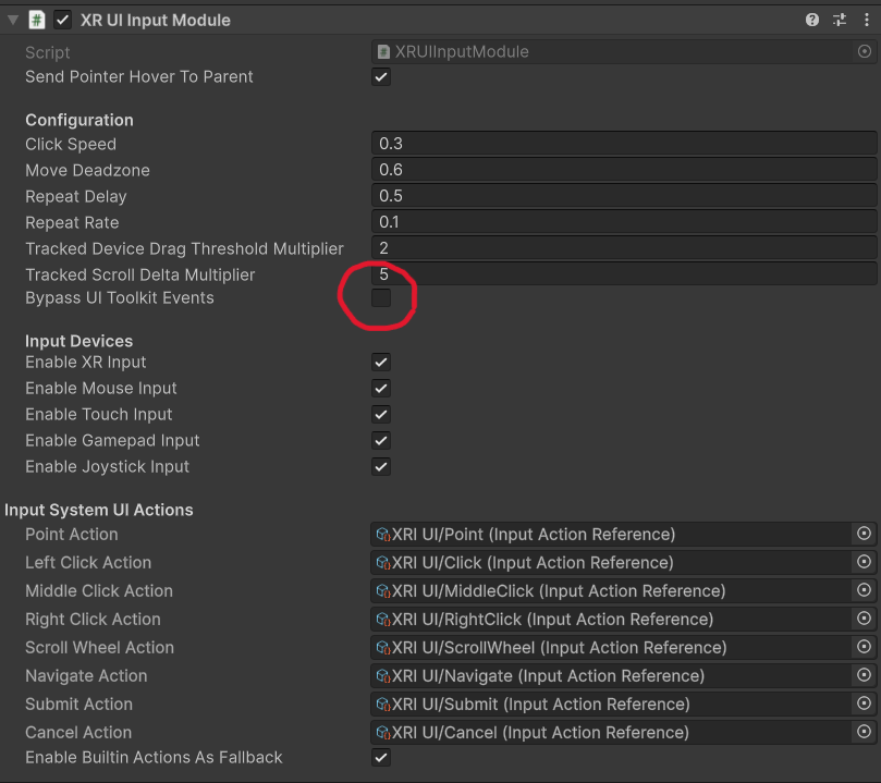 Bypass UI Toolkit Eventsの設定