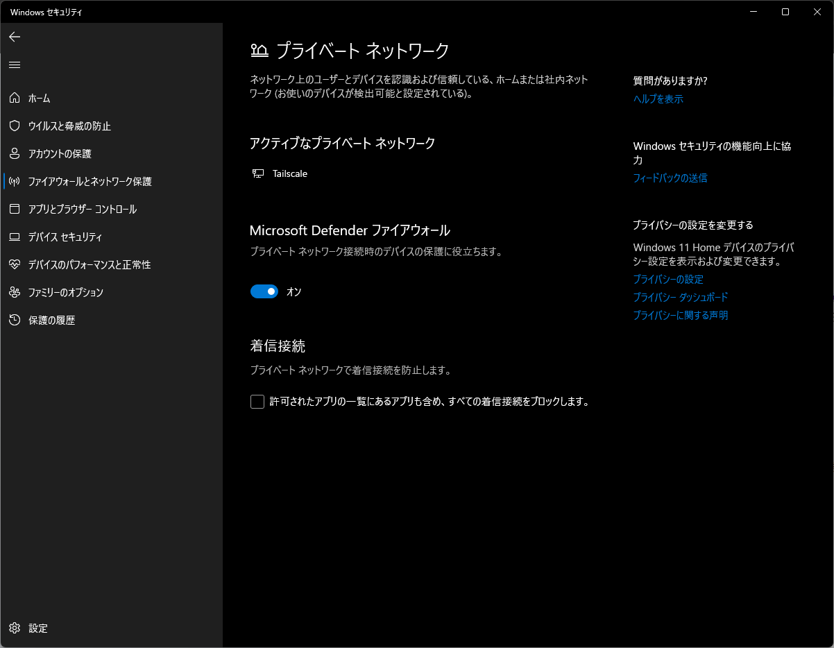 プライベートネットワークに Tailscale の表記