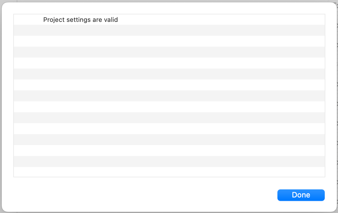 Project settings are valid