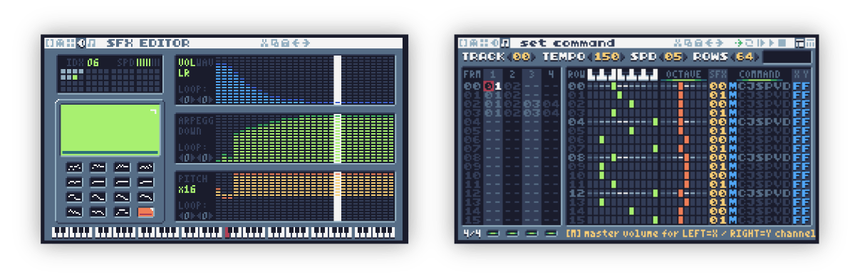 TIC-80 の SFX Editor と Music Editor