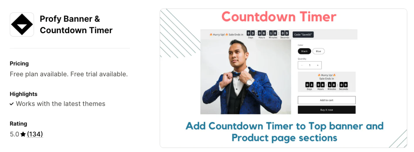 Profy Banner & Countdown Timer｜Shopifyアプリストア