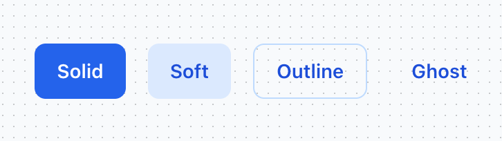 Buttonのsolid, soft, outline, ghostの各バリアント