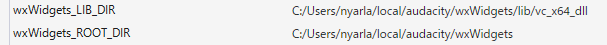 wxWidgets_LIB_DIR と wxWidgets_ROOT_DIR の値のサンプル