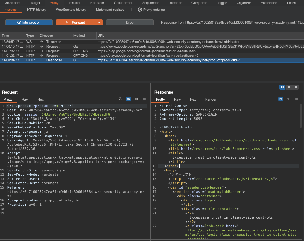 HTTP Request と Response の改ざんを Burp Suite Community Edition で試す