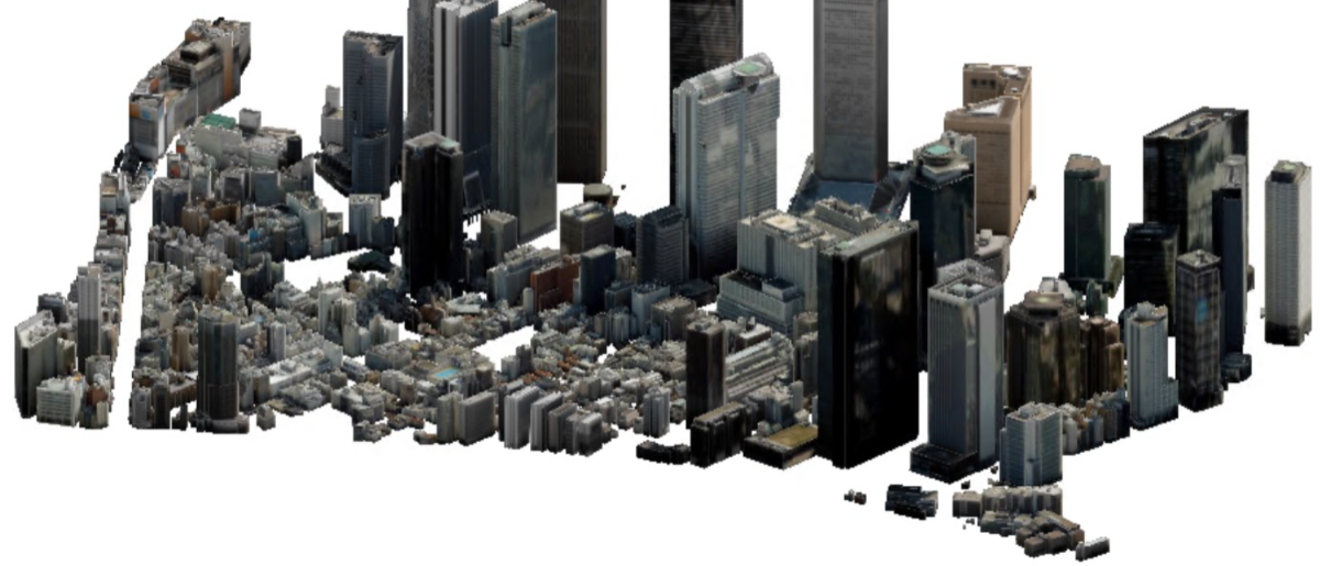 愛媛県松山市中心部 ３D都市データを活用した都市模型 (透明ケース付 