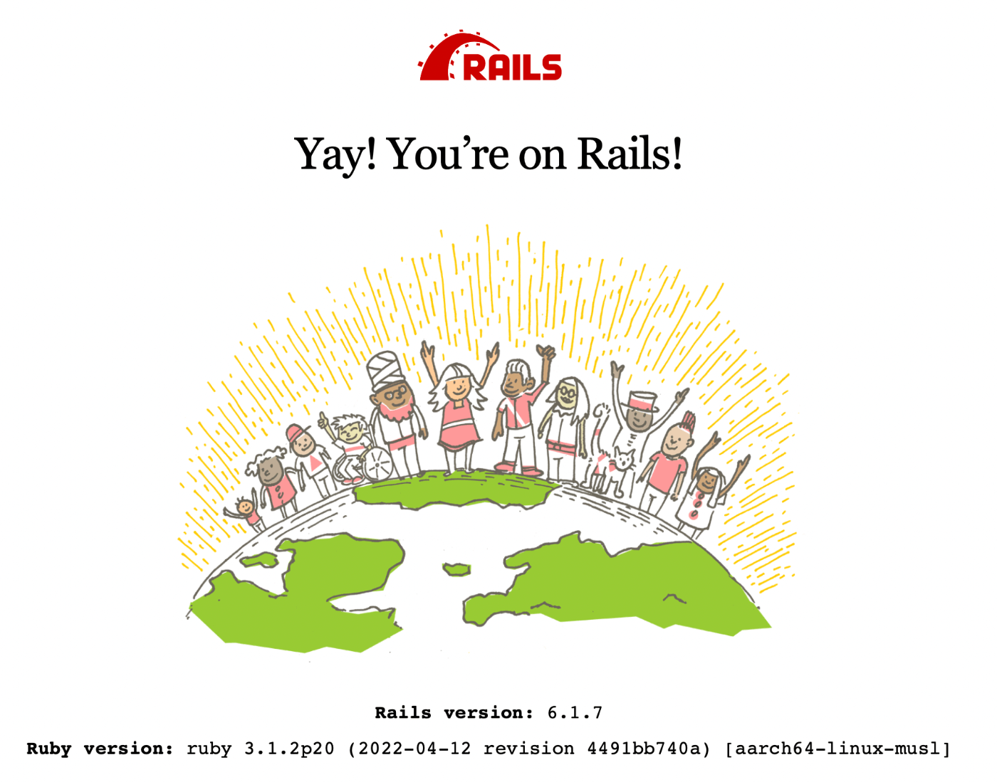 Railsの初期状態のトップ画面