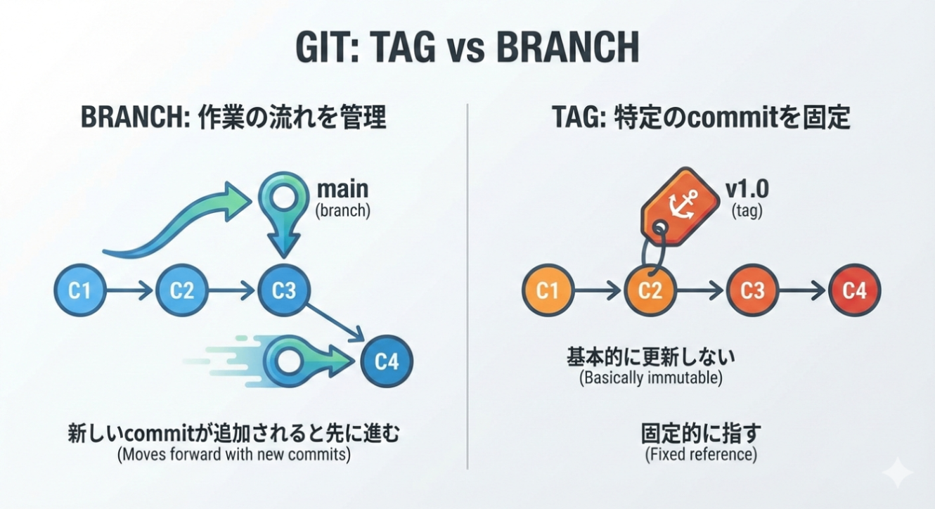 gitでtagを作る方法を理解する