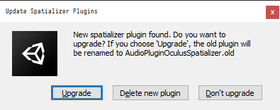 Before update Oculus Audio Spatializer
