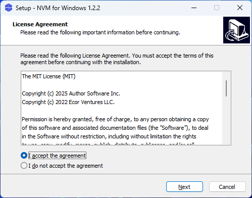 nvm-windowsセットアップ画面