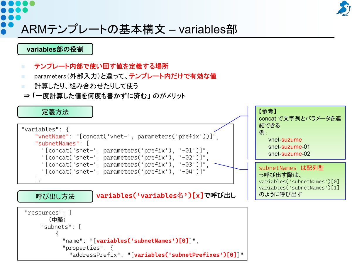 ARMテンプレートのvariables部